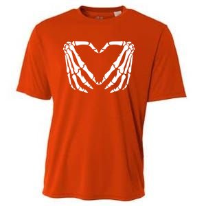 Skeleton Bones Hands Love Heart Hand Sign Gesture Cute Gift Cooling Performance Crew T-Shirt