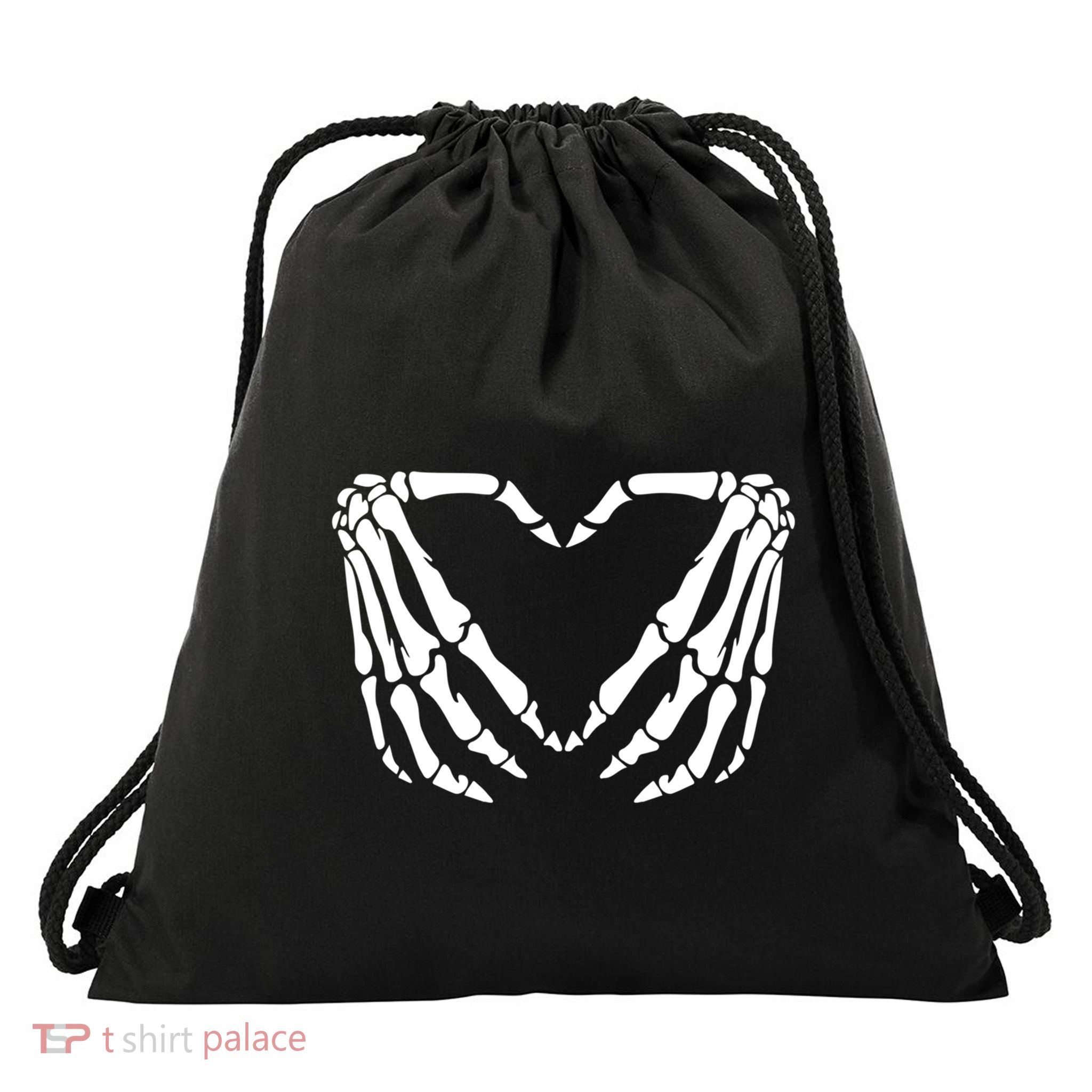 Skeleton Bones Hands Love Heart Hand Sign Gesture Cute Gift Drawstring Bag