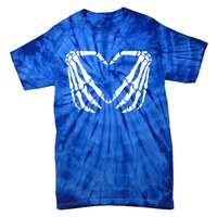 Skeleton Bones Hands Love Heart Hand Sign Gesture Cute Gift Tie-Dye T-Shirt