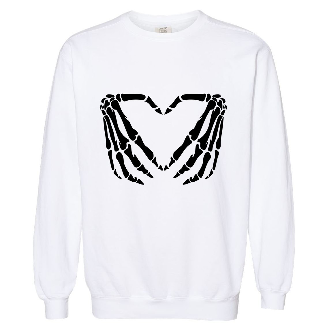 Skeleton Bones Hands Love Heart Hand Sign Gesture Cute Gift Garment-Dyed Sweatshirt