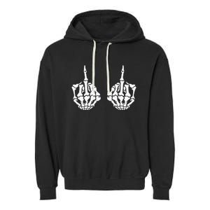 Skeleton Bones Hands Middle Finger Rude Funny Sarcastic Garment-Dyed Fleece Hoodie