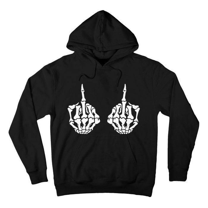 Skeleton Bones Hands Middle Finger Rude Funny Sarcastic Hoodie