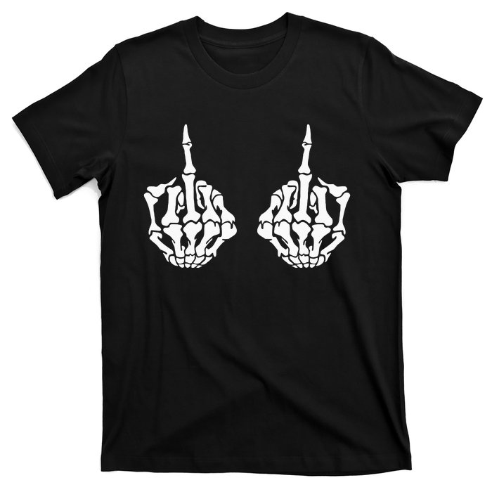 Skeleton Bones Hands Middle Finger Rude Funny Sarcastic T-Shirt