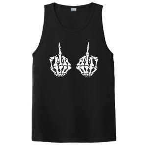 Skeleton Bones Hands Middle Finger Rude Funny Sarcastic PosiCharge Competitor Tank