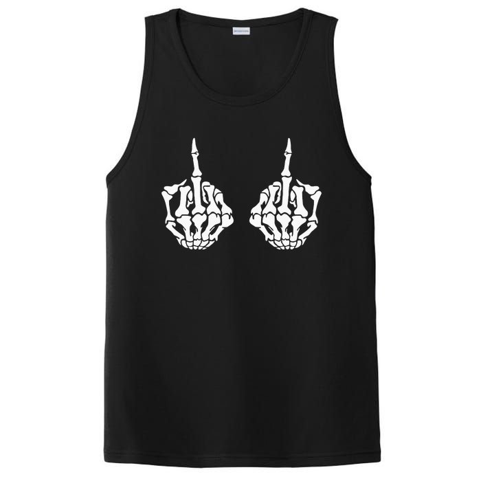 Skeleton Bones Hands Middle Finger Rude Funny Sarcastic PosiCharge Competitor Tank