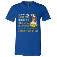 Sunflower Basset Hound Mom Mothers Day Dog Mom Gift V-Neck T-Shirt