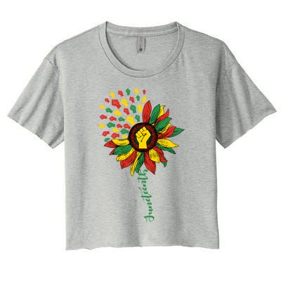 Sunflower Black History African Juneteenth Independence Day Gift Women's Crop Top Tee