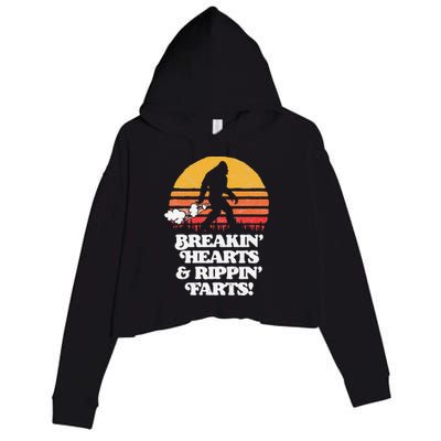 Sasquatch Breakin Hearts & Rippin Farts! Funny Bigfoot Sun Crop Fleece Hoodie