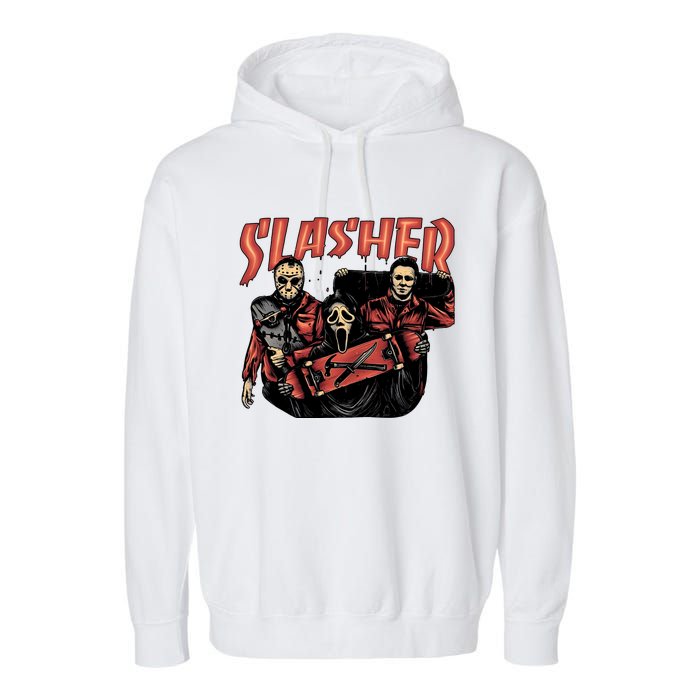 Slasher Boy Halloween Horror Characters Garment-Dyed Fleece Hoodie