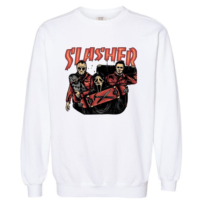 Slasher Boy Halloween Horror Characters Garment-Dyed Sweatshirt