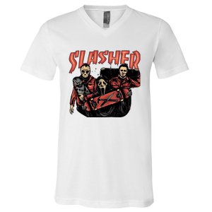 Slasher Boy Halloween Horror Characters V-Neck T-Shirt