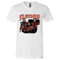 Slasher Boy Halloween Horror Characters V-Neck T-Shirt