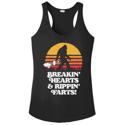 Sasquatch Breakin Hearts & Rippin Farts! Funny Bigfoot Sun Ladies PosiCharge Competitor Racerback Tank