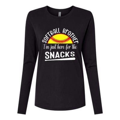 Softball Brother IM Just Here For The Snacks Retro Softball Womens Cotton Relaxed Long Sleeve T-Shirt