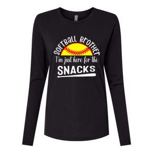 Softball Brother IM Just Here For The Snacks Retro Softball Womens Cotton Relaxed Long Sleeve T-Shirt