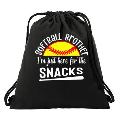 Softball Brother IM Just Here For The Snacks Retro Softball Drawstring Bag