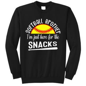 Softball Brother IM Just Here For The Snacks Retro Softball Tall Sweatshirt