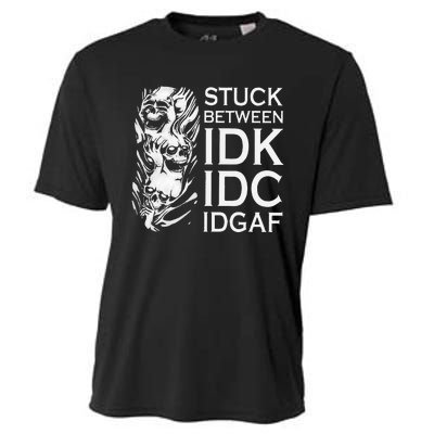 Stuck Between IDK IDC IDGAF Skull Cooling Performance Crew T-Shirt