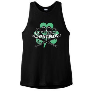 Southie Boston Irish Saint Patrick's Day Distressed Ladies PosiCharge Tri-Blend Wicking Tank