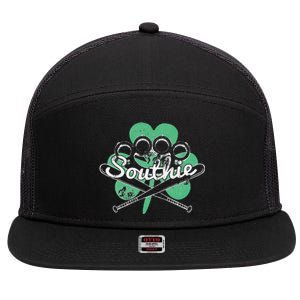 Southie Boston Irish Saint Patrick's Day Distressed 7 Panel Mesh Trucker Snapback Hat