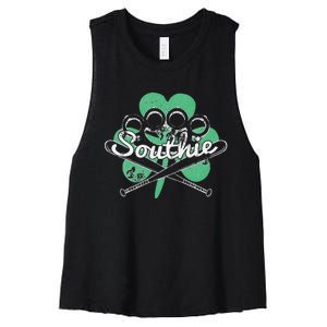 Southie Boston Irish Saint Patrick's Day Distressed Women's Racerback Cropped Tank