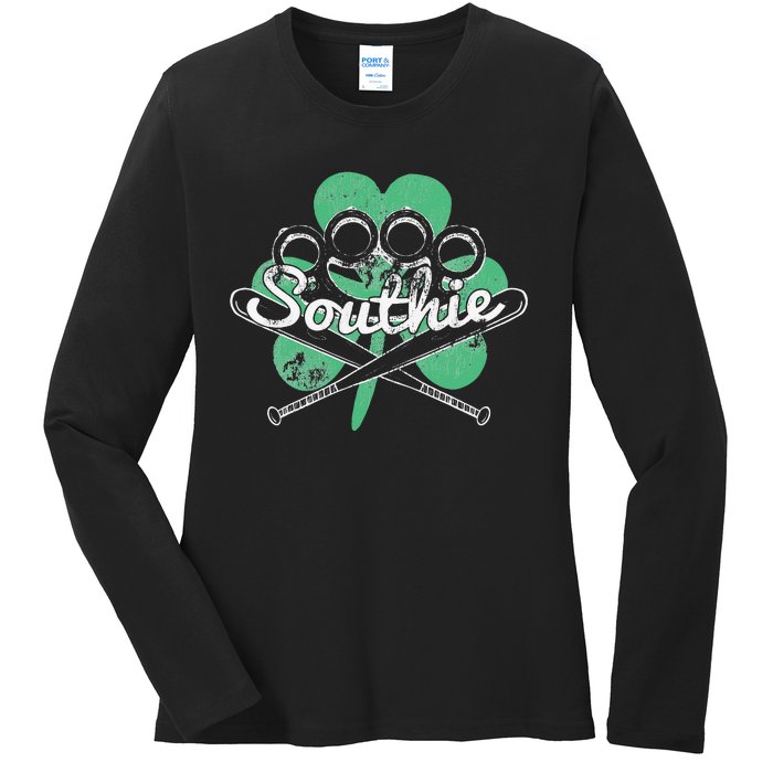 Southie Boston Irish Saint Patrick's Day Distressed Ladies Long Sleeve Shirt