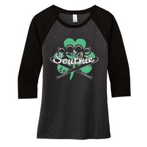 Southie Boston Irish Saint Patrick's Day Distressed Women's Tri-Blend 3/4-Sleeve Raglan Shirt