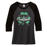 Southie Boston Irish Saint Patrick's Day Distressed Women's Tri-Blend 3/4-Sleeve Raglan Shirt