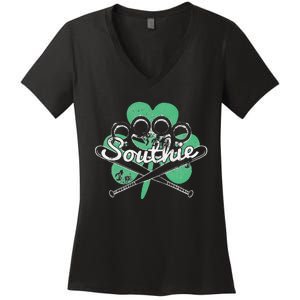 Southie Boston Irish Saint Patrick's Day Distressed Women's V-Neck T-Shirt