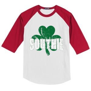 Southie Boston Irish Saint Patrick's Day Funny Kids Colorblock Raglan Jersey