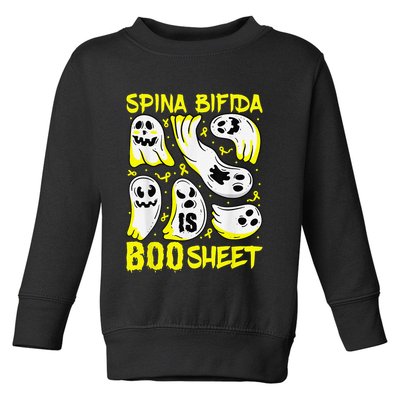 Spina Bifida Is Boo Sheet Ghost & Yellow Ribbon Halloween Toddler Sweatshirt