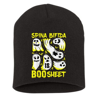Spina Bifida Is Boo Sheet Ghost & Yellow Ribbon Halloween Short Acrylic Beanie