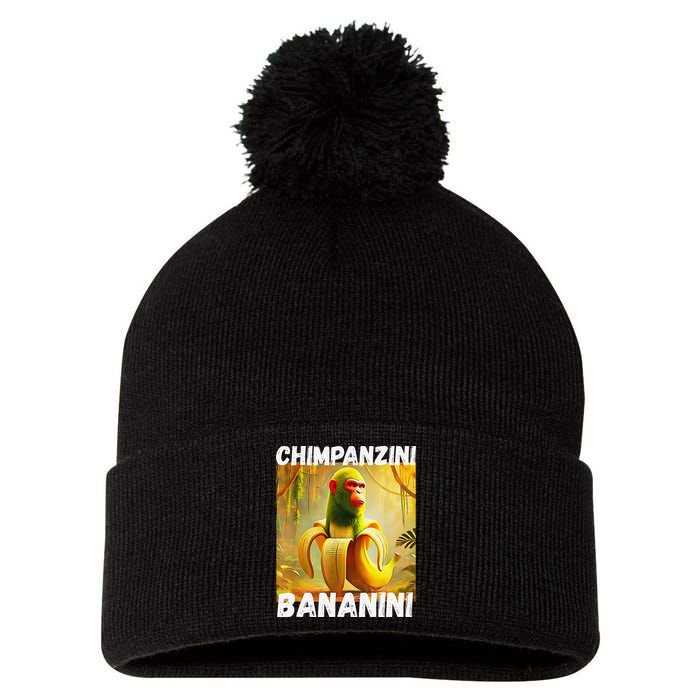Shimpanzini Bananini Italian Brainrot Chimpanzee And Banana Pom Pom 12in Knit Beanie