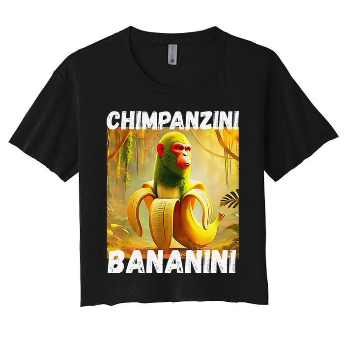 Shimpanzini Bananini Italian Brainrot Chimpanzee And Banana Women's Crop Top Tee