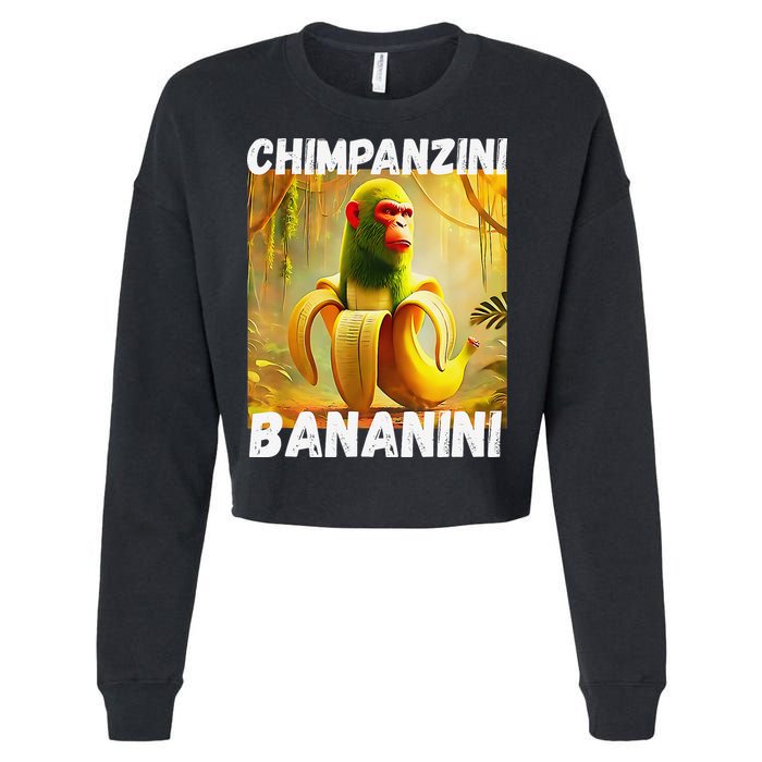 Shimpanzini Bananini Italian Brainrot Chimpanzee And Banana Cropped Pullover Crew