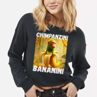 Shimpanzini Bananini Italian Brainrot Chimpanzee And Banana Cropped Pullover Crew