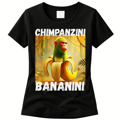 Shimpanzini Bananini Italian Brainrot Chimpanzee And Banana Womens T-Shirt