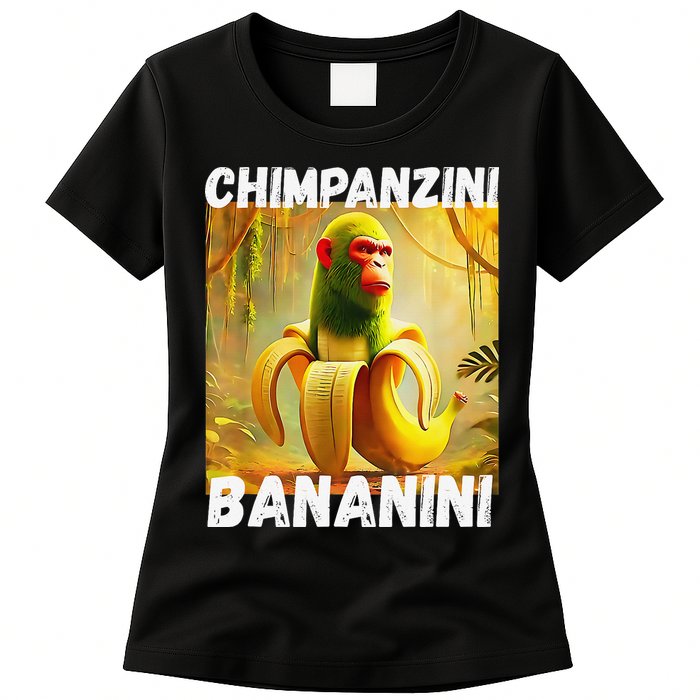 Shimpanzini Bananini Italian Brainrot Chimpanzee And Banana Womens T-Shirt