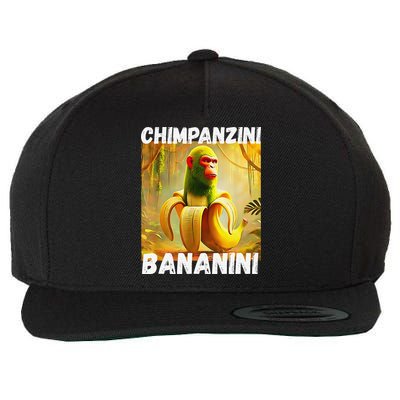 Shimpanzini Bananini Italian Brainrot Chimpanzee And Banana Wool Snapback Cap