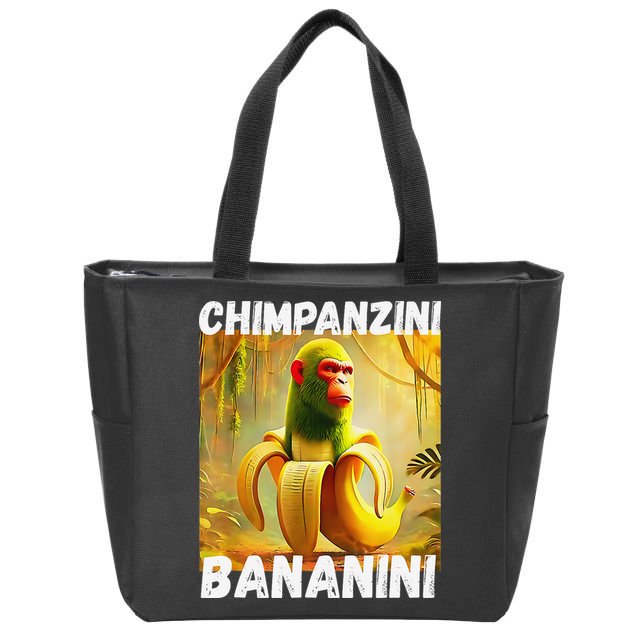 Shimpanzini Bananini Italian Brainrot Chimpanzee And Banana Zip Tote Bag