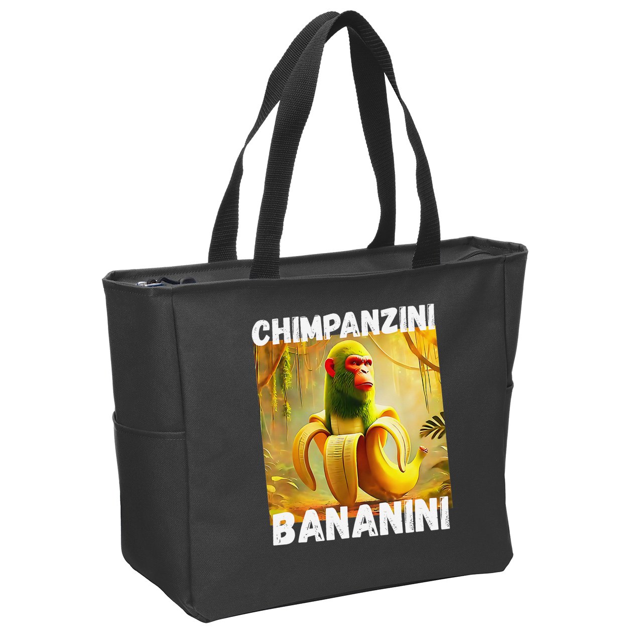 Shimpanzini Bananini Italian Brainrot Chimpanzee And Banana Zip Tote Bag