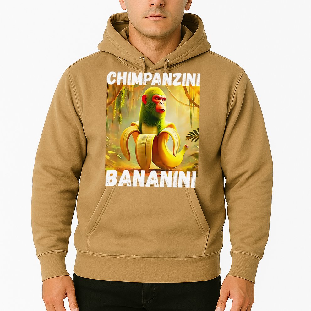 Shimpanzini Bananini Italian Brainrot Chimpanzee And Banana Hoodie