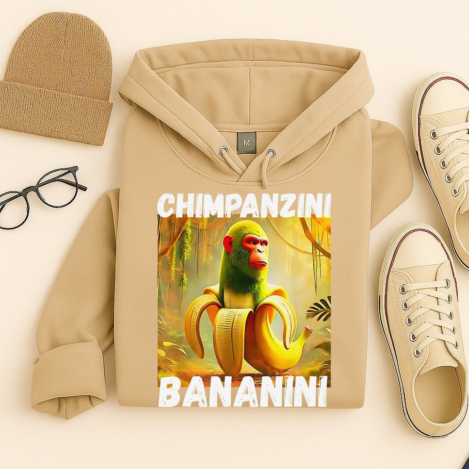 Shimpanzini Bananini Italian Brainrot Chimpanzee And Banana Hoodie
