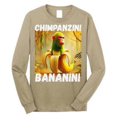 Shimpanzini Bananini Italian Brainrot Chimpanzee And Banana Long Sleeve Shirt