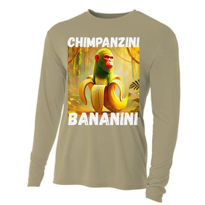 Shimpanzini Bananini Italian Brainrot Chimpanzee And Banana Cooling Performance Long Sleeve Crew