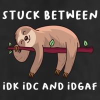 Stuck Between Idk Idc And Idgaf Sloth Lover Gift Great Gift Cool Comfort Performance Bucket Hat