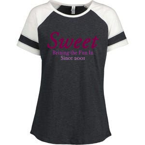 Sweet Brining In The Fun Since 2001 Enza Ladies Jersey Colorblock Tee