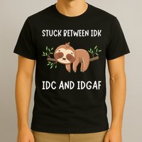 Stuck Between Idk Idc And Idgaf Sloth Lover Gift T-Shirt