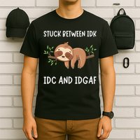 Stuck Between Idk Idc And Idgaf Sloth Lover Gift T-Shirt