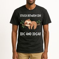 Stuck Between Idk Idc And Idgaf Sloth Lover Gift Tall T-Shirt